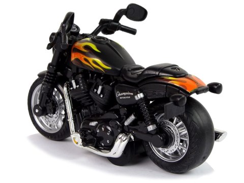 LEAN Toys Motocykl Champion Czarny 1:14 Napęd Pull-Back Dźwięk Światła
