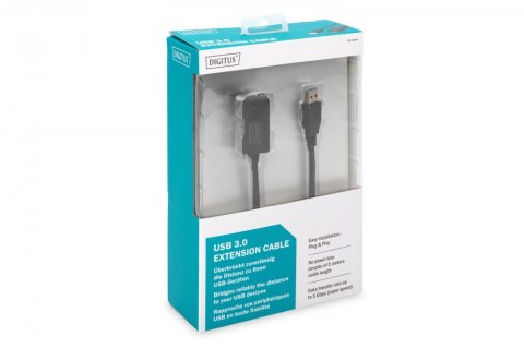 Kabel przedłużający USB 3.0 SuperSpeed Typ USB A/USB A M/Ż aktywny, czarny 5m Digitus