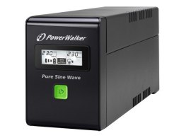 Zasilacz awaryjny line-interactive 600VA 2X PL 230V, pure sine wave, RJ11/45 IN/OUT, USB, LCD PowerWalker