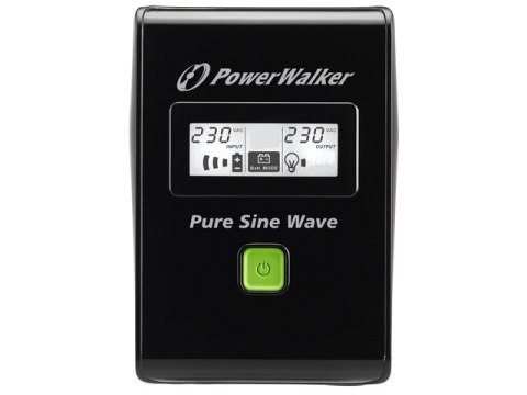 Zasilacz awaryjny line-interactive 600VA 2X PL 230V, pure sine wave, RJ11/45 IN/OUT, USB, LCD PowerWalker Zasilacz awaryjny line-interactive 600VA 2X PL 230V, pure sine wave, RJ11/45 IN/OUT, USB, LCD PowerWalker