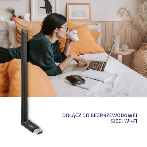 Adapter Wi-Fi USB z anteną bezprzewodowy Qoltec Adapter Wi-Fi USB z anteną bezprzewodowy Qoltec
