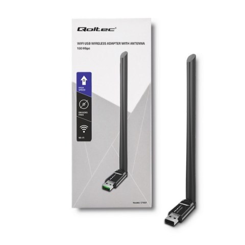 Adapter Wi-Fi USB z anteną bezprzewodowy Qoltec Adapter Wi-Fi USB z anteną bezprzewodowy Qoltec