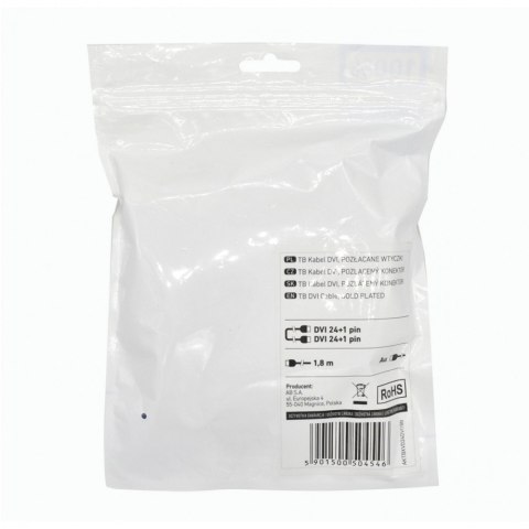 Kabel DVI M-M 24+1 1.8 m. czarny, pozłacany TB Kabel DVI M-M 24+1 1.8 m. czarny, pozłacany TB