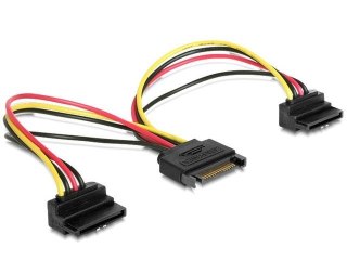 Kabel SATA zasilający (M)->2xSATA(F) kątowy 15cm Gembird