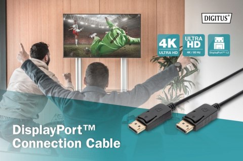 Kabel połączeniowy DisplayPort z zatrzaskami 4K 60Hz UHD Typ DP/DP M/M czarny 2m Digitus