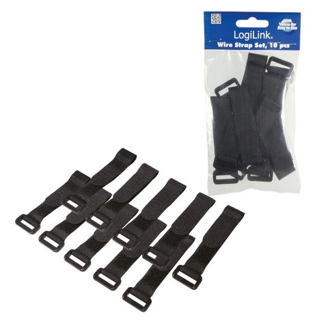 Organizator kabli, rzep, 15cm, 10szt. czarny LogiLink Organizator kabli, rzep, 15cm, 10szt. czarny LogiLink