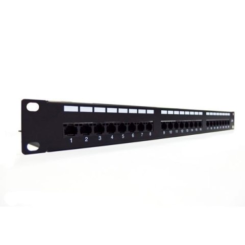 Patch panel 19" 24 porty, kat.6, U/UTP, 1U, wspornik kablowy, czarny (kompletny) Digitus