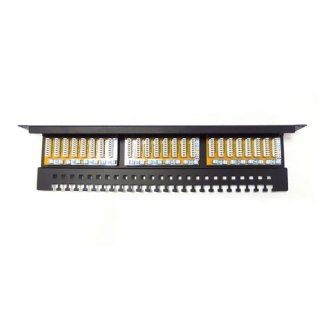 Patch panel 19" 24 porty, kat.6, U/UTP, 1U, wspornik kablowy, czarny (kompletny) Digitus