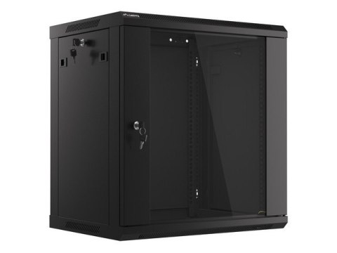 Szafa instalacyjna wisząca 19 12U 600X450mm czarna (drzwi szklane) Lanberg