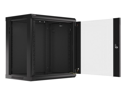 Szafa instalacyjna wisząca 19 12U 600X450mm czarna (drzwi szklane) Lanberg