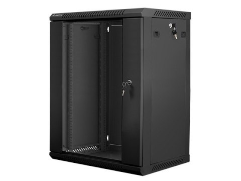 Szafa instalacyjna wisząca 19'' 15U 600X450mm czarna (drzwi szklane) Lanberg
