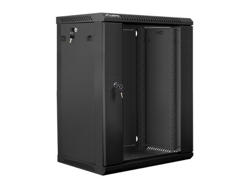 Szafa instalacyjna wisząca 19'' 15U 600X450mm czarna (drzwi szklane) Lanberg