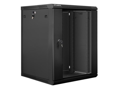 Szafa instalacyjna wisząca 19'' 15U 600X600mm czarna (drzwi szklane) Lanberg