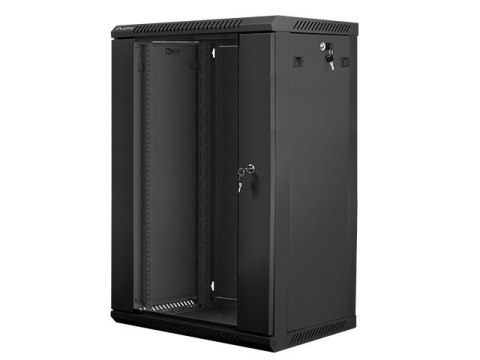 Szafa instalacyjna wisząca 19'' 18U 600X450mm czarna (drzwi szklane) Lanberg