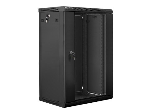 Szafa instalacyjna wisząca 19'' 18U 600X450mm czarna (drzwi szklane) Lanberg