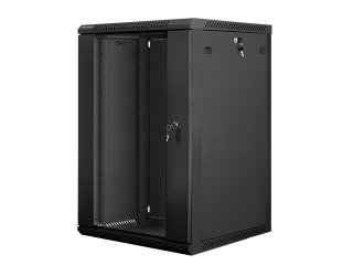 Szafa instalacyjna wisząca 19'' 18U 600X600mm czarna (drzwi szklane) Lanberg