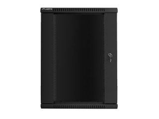 Szafa instalacyjna wisząca 19 cali 18U 600X600mm czarna (drzwi szklane)
