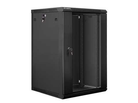 Szafa instalacyjna wisząca 19'' 18U 600X600mm czarna (drzwi szklane) Lanberg