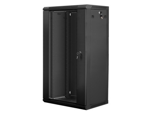 Szafa instalacyjna wisząca 19'' 22U 600X450mm czarna (drzwi szklane) Lanberg