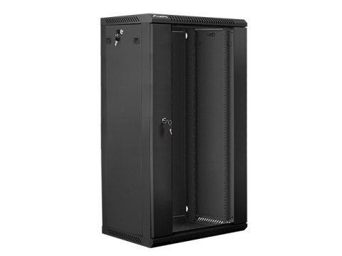 Szafa instalacyjna wisząca 19'' 22U 600X450mm czarna (drzwi szklane) Lanberg