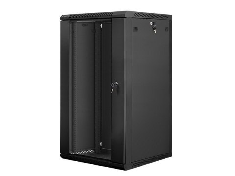 Szafa instalacyjna wisząca 19'' 22U 600X600mm czarna (drzwi szklane) Lanberg