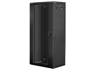 Szafa instalacyjna wisząca 19'' 27U 600X450mm czarna (drzwi szklane) Lanberg
