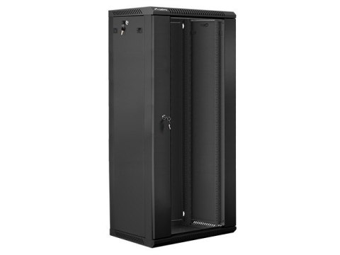 Szafa instalacyjna wisząca 19'' 27U 600X450mm czarna (drzwi szklane) Lanberg