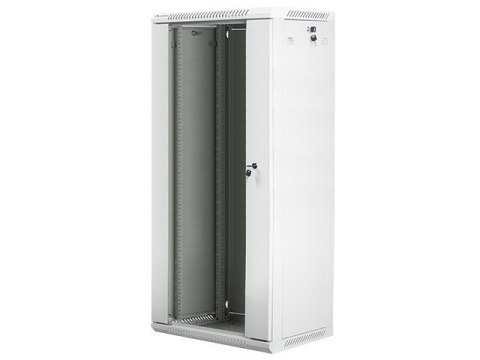 Szafa instalacyjna wisząca 19 cali 27U 600X450mm szara (drzwi szklane)