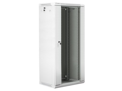 Szafa instalacyjna wisząca 19 cali 27U 600X450mm szara (drzwi szklane)