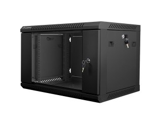 Szafa instalacyjna wisząca 19'' 6U 600X450mm czarna (drzwi szklane) Lanberg