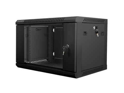 Szafa instalacyjna wisząca 19'' 6U 600X450mm czarna (drzwi szklane) Lanberg