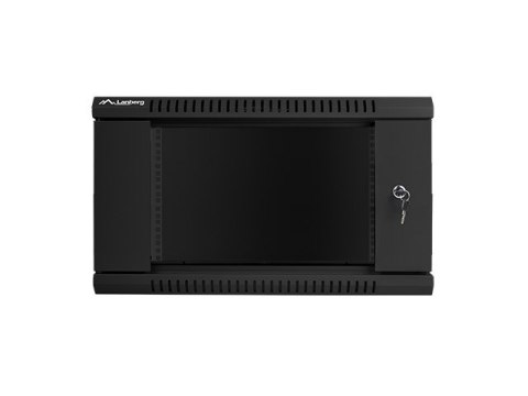 Szafa instalacyjna wisząca 19'' 6U 600X450mm czarna (drzwi szklane) Lanberg