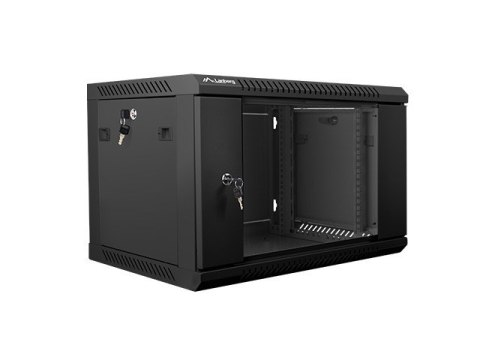 Szafa instalacyjna wisząca 19'' 6U 600X450mm czarna (drzwi szklane) Lanberg