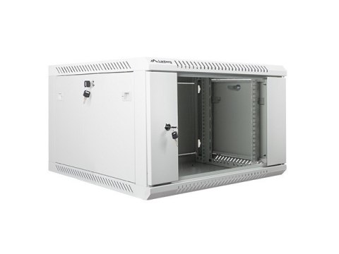 Szafa instalacyjna wisząca 19'' 6U 600X600mm szara (drzwi szklane) Lanberg