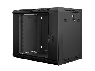 Szafa instalacyjna wisząca 19'' 9U 600X450mm czarna (drzwi szklane) Lanberg