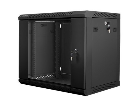 Szafa instalacyjna wisząca 19'' 9U 600X450mm czarna (drzwi szklane) Lanberg
