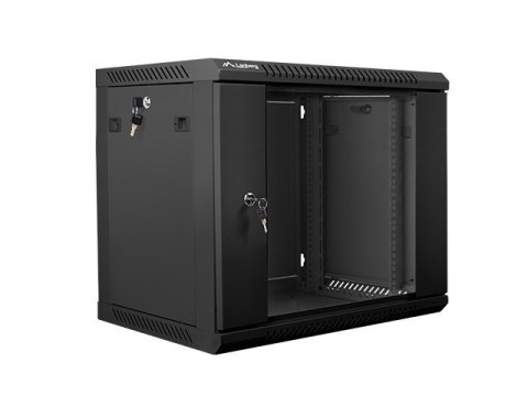 Szafa instalacyjna wisząca 19'' 9U 600X450mm czarna (drzwi szklane) Lanberg