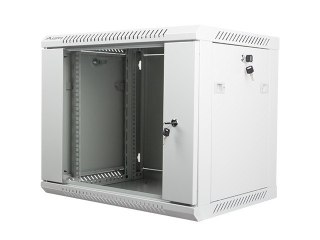 Szafa instalacyjna wisząca 19'' 9U 600X450mm szara (drzwi szklane) Lanberg