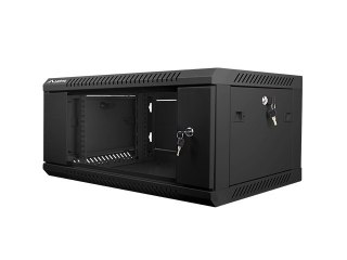 Szafa instalacyjna wisząca 19 cali 4U 600X450mm czarna (drzwi szklane) Lanberg