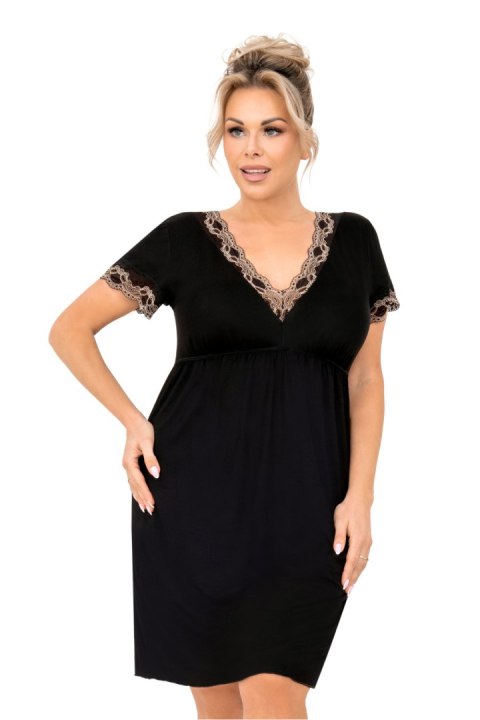 Koszulka nocna Koszula Nocna Model Hana Plus Size Black - Donna Koszulka nocna Koszula Nocna Model Hana Plus Size Black - Donna