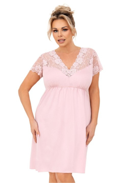 Koszulka nocna Koszula Nocna Model Livia Plus Size Powder Pink - Donna Koszulka nocna Koszula Nocna Model Livia Plus Size Powder Pink - Donna