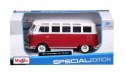 Model metalowy Volkswagen Samba biało-czerwiny Maisto