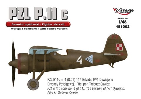 Model plastikowy PZL P-11c Wersja z bombami Mirage Model plastikowy PZL P-11c Wersja z bombami Mirage
