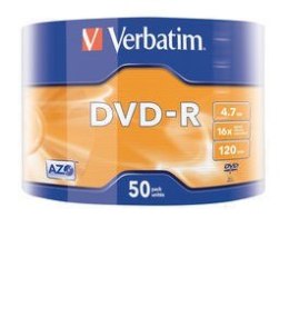 DVD-R 16x 4.7GB 50P SP Matt Silver Wrap 43788 Verbatim