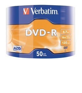 DVD-R 16x 4.7GB 50P SP Matt Silver Wrap 43788 Verbatim