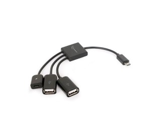 Kabel OTG USB Micro BM -> 2xUSB-AF+Micro BF 13cm Gembird