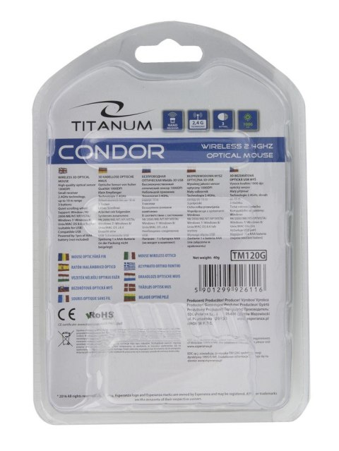 MYSZ BEZPREWODOWA CONDOR,3D,2.4GHz, TM120G Esperanza
