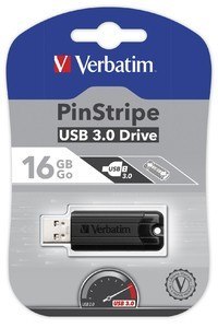PinStripe USB 3.0 Drive 16GB Black Verbatim
