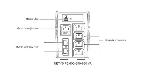 UPS NETYS PE 850VA/480W 230V/AVR/4XIEC 320,LED, USB Socomec UPS NETYS PE 850VA/480W 230V/AVR/4XIEC 320,LED, USB Socomec