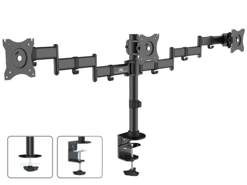 Uchwyt biurkowy na 3 monitory LCD podwójne ramiona MC-691 13"-27" 8kg Maclean